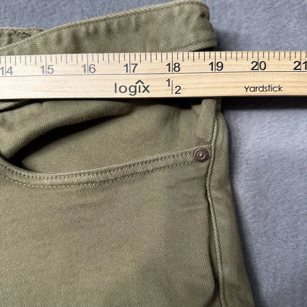 Lands End Mens 38 Square Rigger Traditional Fit Jeans Green Stretch Denim EUC